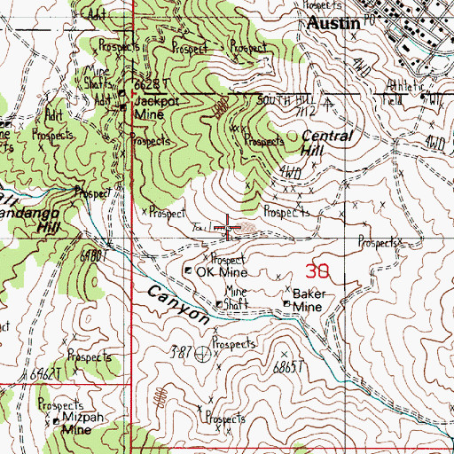 Topographic Map of X-Ray Shaft, NV