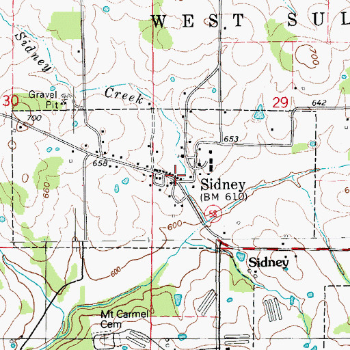 Topographic Map of Sidney Post Office, AR