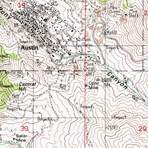 Topographic Map of Union Shaft, NV