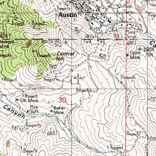 Topographic Map of Gloryhole, NV