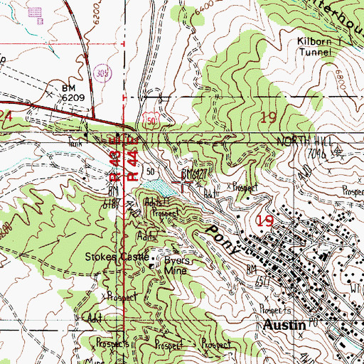 Topographic Map of Silver Eagle Tunnel, NV