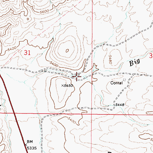 Topographic Map of North Ford Big Dew Creek, NV