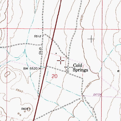 Topographic Map of Cold Springs Highway Maintenance Station, NV