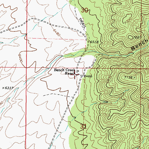 Topographic Map of Bench Creek (historical), NV