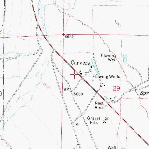 Topographic Map of Big Smoky Highway Maintenance Station, NV