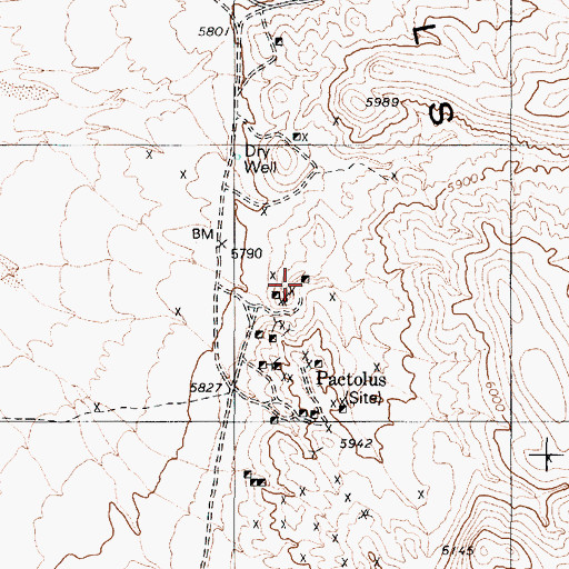 Topographic Map of Pactolus Mine, NV