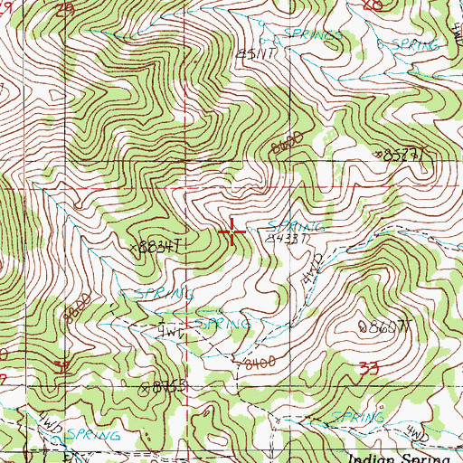 Topographic Map of Double Spring, NV