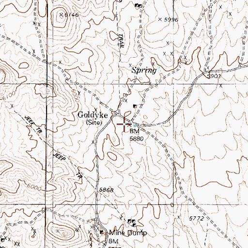 Topographic Map of Goldyke Well, NV