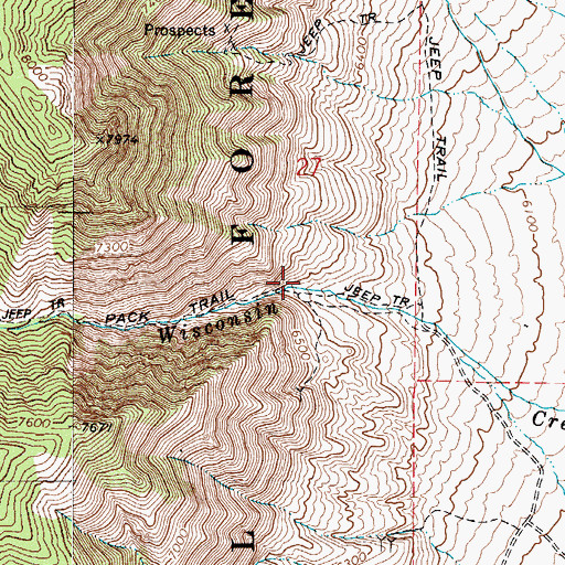 Topographic Map of Wisconsin Caon, NV