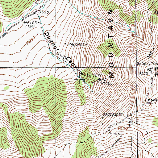 Topographic Map of Dugout Tunnels, NV