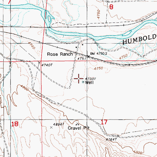 Topographic Map of Bell Ranch, NV