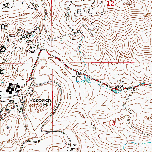 Topographic Map of Goldville (historical), NV