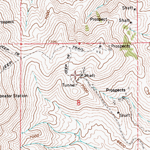 Topographic Map of USC Mine, NV