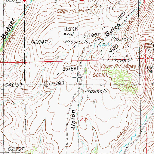 Topographic Map of Bayard (historical), NV