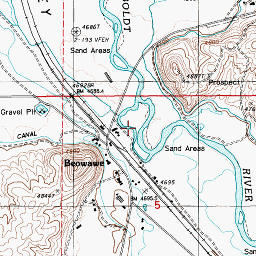 Topographic Map of Beaowawe Gate, NV