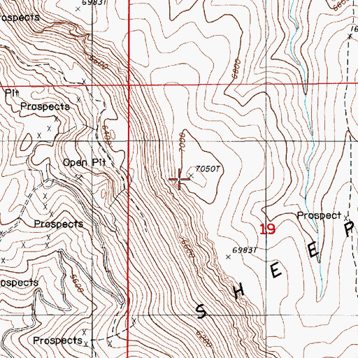 Topographic Map of Shoshone Mesa, NV