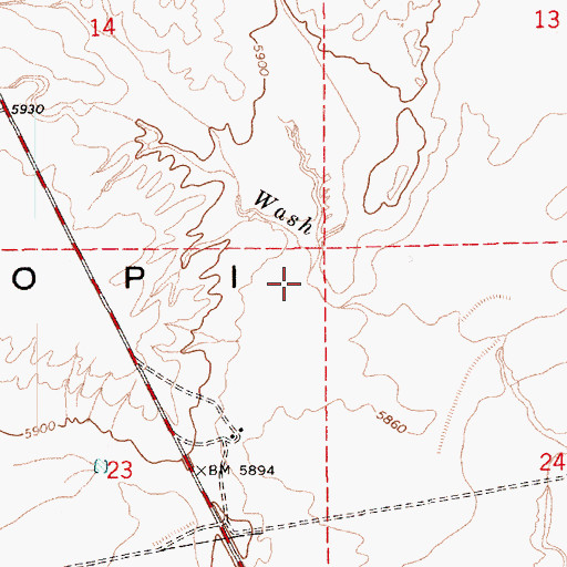 Topographic Map of Na Ah Tee Wash, AZ