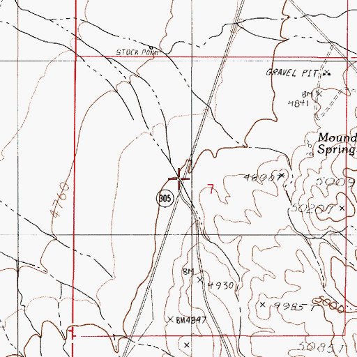 Topographic Map of Mound Spring Station (historical), NV