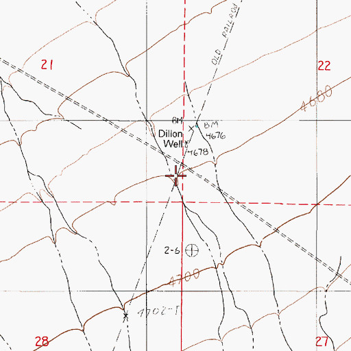 Topographic Map of Dillon (historical), NV