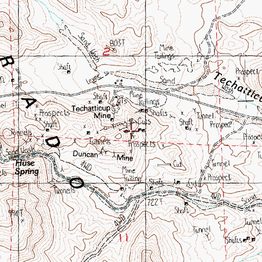 Topographic Map of Gettysburg Mine, NV