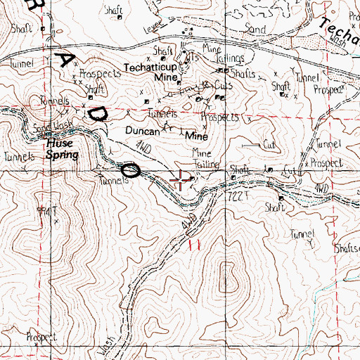 Topographic Map of Lucky Jim Camp, NV