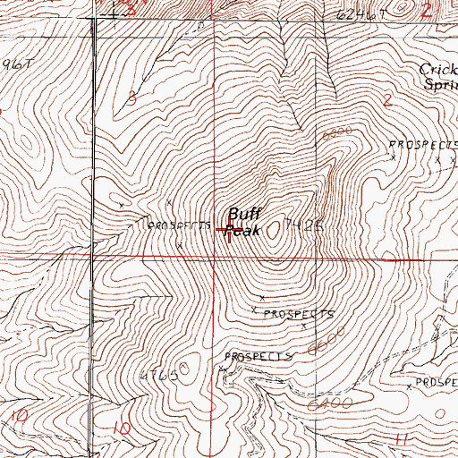 Topographic Map of Buff Peak, NV
