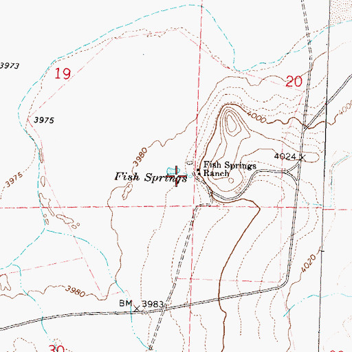 Topographic Map of Fish Springs, NV