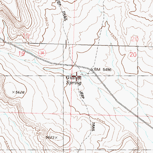 Topographic Map of Gillam Spring, NV