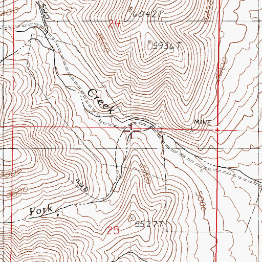 Topographic Map of Little South Fork Bottle Creek, NV