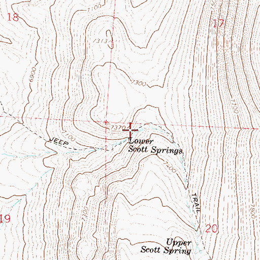 Topographic Map of Lower Scott Springs, NV