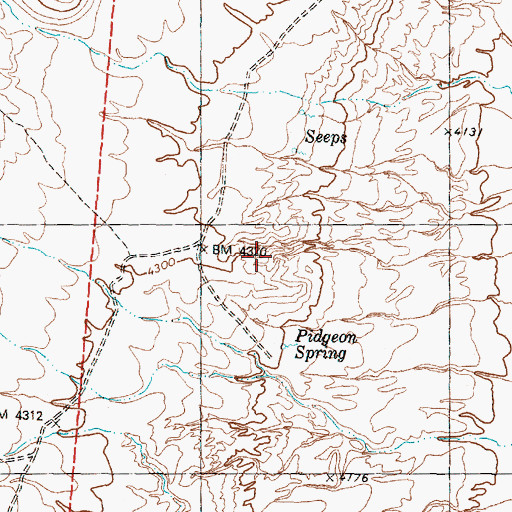Topographic Map of Pidgeon Spring, NV