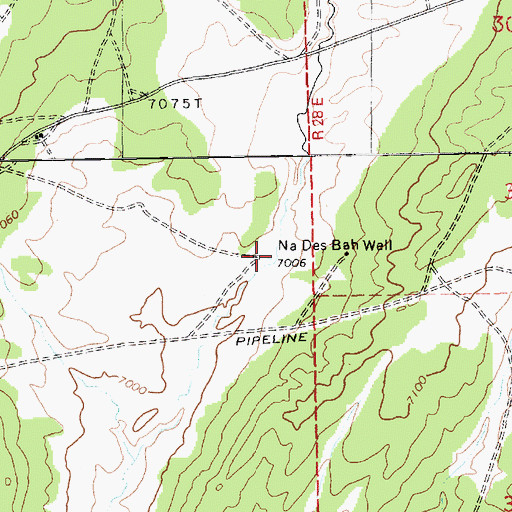 Topographic Map of Na Des Bah Well, AZ