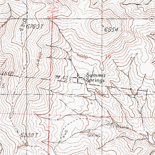 Topographic Map of Summit Springs, NV