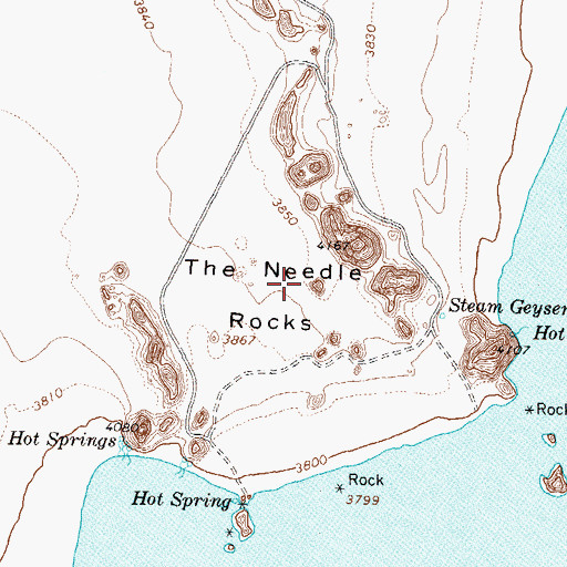 Topographic Map of The Needle Rocks, NV