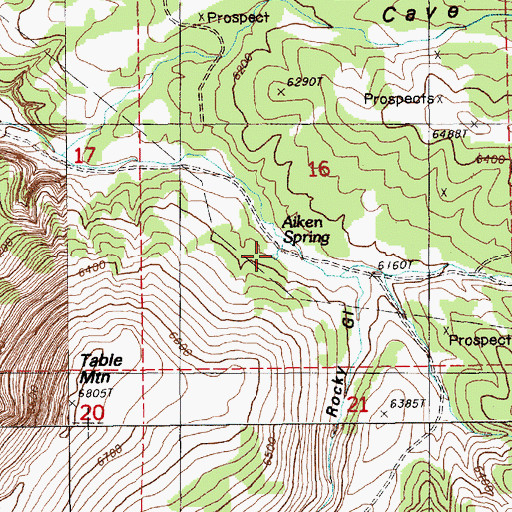 Topographic Map of Aiken Spring, NV