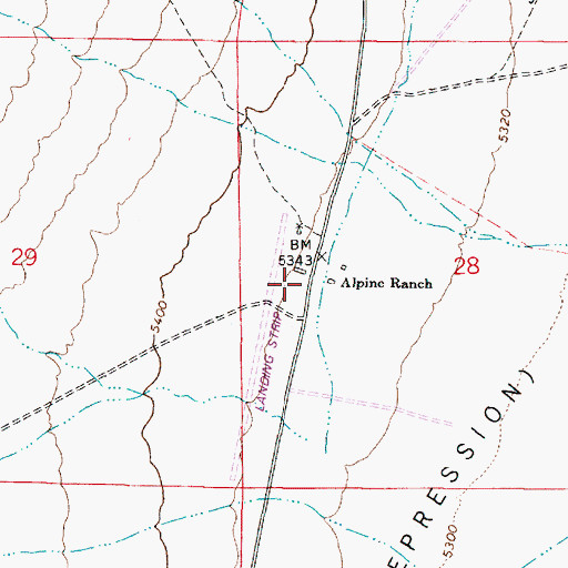 Topographic Map of Alpine Ranch, NV