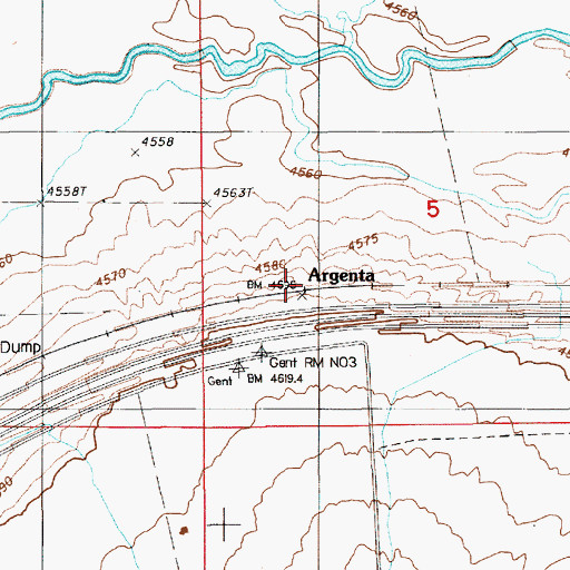 Topographic Map of Argenta, NV