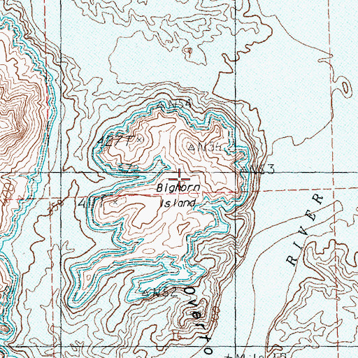 Topographic Map of Bighorn Island, NV