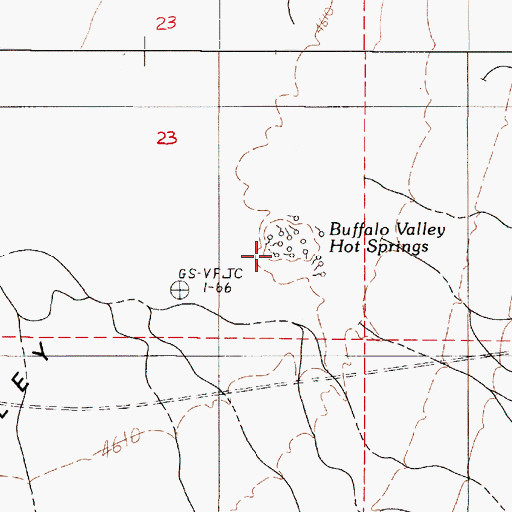 Topographic Map of Buffalo Valley Hot Springs, NV
