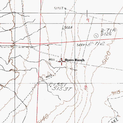 Topographic Map of Byers Ranch, NV