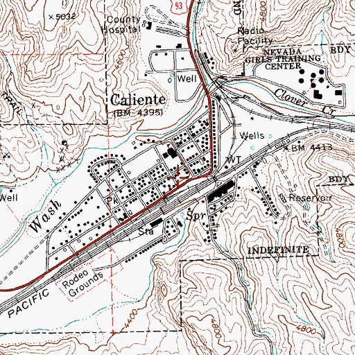 Topographic Map of Caliente, NV