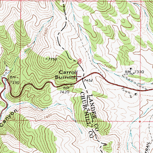 Topographic Map of Carroll Summit, NV