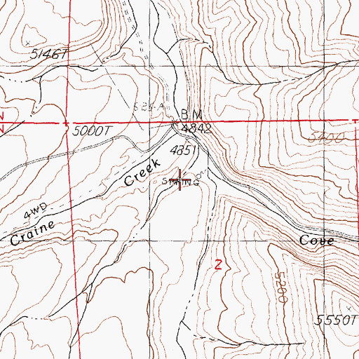 Topographic Map of Center Creek, NV