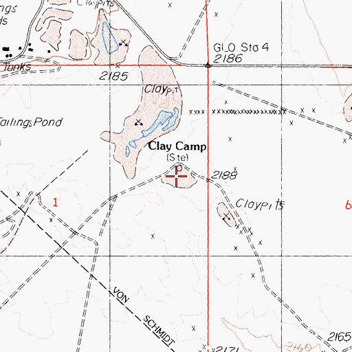 Topographic Map of Clay Camp, NV