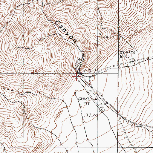 Topographic Map of Cottonwood Canyon, NV