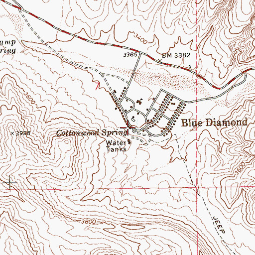 Topographic Map of Cottonwood Spring, NV