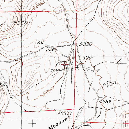 Topographic Map of Cove Camp, NV