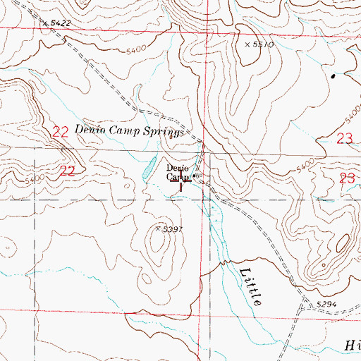 Topographic Map of Denio Camp, NV