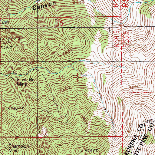 Topographic Map of Diamond Mountains, NV