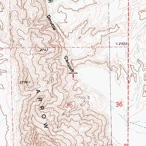 Topographic Map of Double Canyon, NV